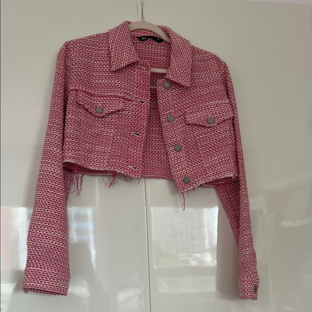 Pink Tweed Cropped Jacket AND Short Set from Zara (scroll for shorts)